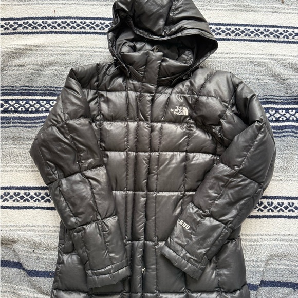 The North Face Womens 600 Down Zip Hooded Puffer Jacket Parka Coat Gray Small S - Picture 1 of 5